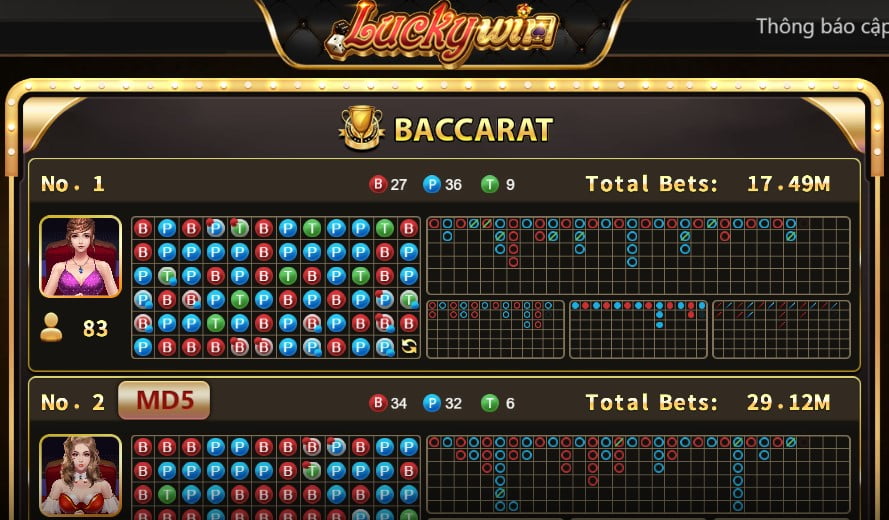Chọn bàn chơi Baccarat MD5
